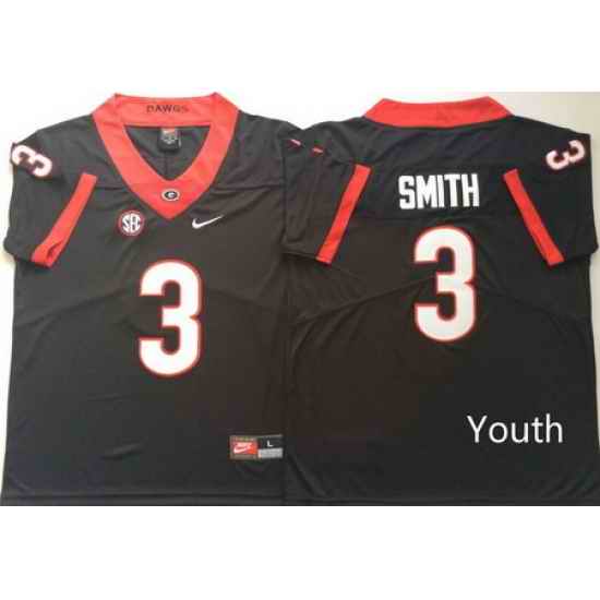 Georgia Bulldogs 3 Roquan Smith Black Youth Nike College Football Jersey